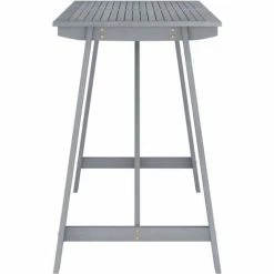 Bon marché ✔️ YOUTHUP Table De Bar De Jardin Gris 140x70x104 Cm Bois D'acacia Massif - Gris ⭐ -Table haute Boutique 51885681 3