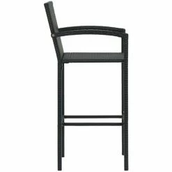 Remise ❤️ YOUTHUP Jeu De Bar De Jardin 3 Pcs Avec Accoudoirs Résine Tressée Noir - Noir 🛒 -Table haute Boutique 51892144 5