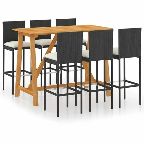 Budget 🔥 YOUTHUP Ensemble De Bar De Jardin Avec Coussins 7 Pcs Noir - Noir 💯 3 Budget 🔥 YOUTHUP Ensemble De Bar De Jardin Avec Coussins 7 Pcs Noir - Noir 💯