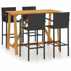 Acheter ⌛ YOUTHUP Ensemble De Bar De Jardin 5 Pcs Noir - Noir 👏