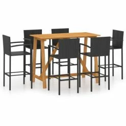 De gros 💯 YOUTHUP Ensemble De Bar De Jardin 7 Pcs Noir - Noir 🛒