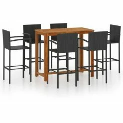 Nouveau 💯 YOUTHUP Ensemble De Bar De Jardin 7 Pcs Noir - Noir 🎉
