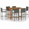 Meilleure affaire 🛒 YOUTHUP Ensemble De Bar De Jardin 7 Pcs Gris - Gris 😉 -Table haute Boutique 51893291 1