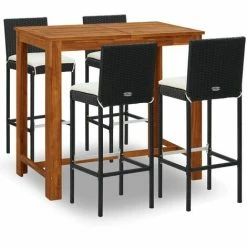 Coupon ✔️ YOUTHUP Ensemble De Bar De Jardin Avec Coussins 5 Pcs Noir - Noir 🥰