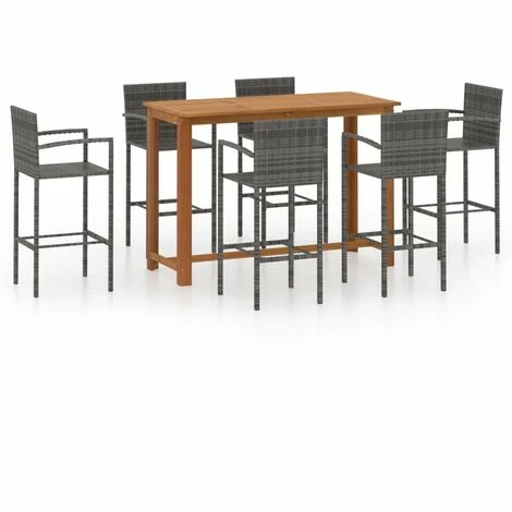 Nouveau ⭐ YOUTHUP Ensemble De Bar De Jardin 7 Pcs Gris - Gris 🌟 3 Nouveau ⭐ YOUTHUP Ensemble De Bar De Jardin 7 Pcs Gris - Gris 🌟