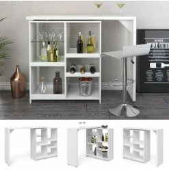 Remise 😍 Table De Bar „Vega“ Blanche Vicco 🛒 -Table haute Boutique 52050800 2