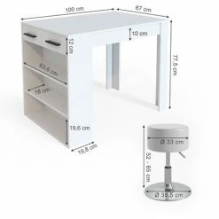 Tout neuf 🤩 Table De Bar Vicco „Repose“ Blanche Avec 2 Tabourets De Bar Vicco 😀 -Table haute Boutique 52050888 3