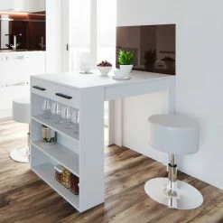 Tout neuf 🤩 Table De Bar Vicco „Repose“ Blanche Avec 2 Tabourets De Bar Vicco 😀 -Table haute Boutique 52050888 5