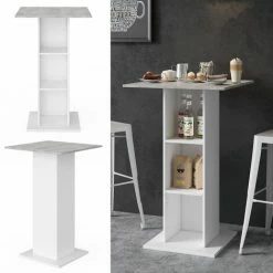 Top 10 💯 Table De Bar „Redeo“ Blanche/Béton Vicco 🤩 -Table haute Boutique 52050939 2