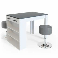 Meilleure affaire 🎉 Table De Bar „Repose“ Blanche/Anthracite Avec 2 Tabourets Vicco 👏