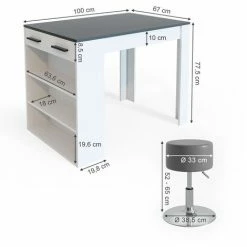 Meilleure affaire 🎉 Table De Bar „Repose“ Blanche/Anthracite Avec 2 Tabourets Vicco 👏 -Table haute Boutique 52051307 3