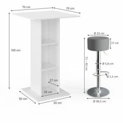 Meilleure vente ⌛ Table De Bar „Rodeo“ Béton/Blanc Avec 2 Tabourets Vicco 😉 -Table haute Boutique 52051818 3
