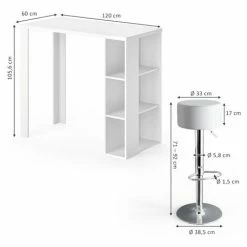 Remise 👏 Table De Bar „Noel“ Blanche Avec 2 Tabourets De Bar Vicco 🌟 9 Remise 👏 Table De Bar „Noel“ Blanche Avec 2 Tabourets De Bar Vicco 🌟 -Table haute Boutique 52051837 3