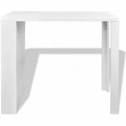 Meilleure vente 🎁 Topdeal Table De Bar MDF Avec Casier à Bouteilles Blanc Haut Brillance 👍 -Table haute Boutique 52083779 3