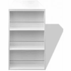 Meilleure vente 🎁 Topdeal Table De Bar MDF Avec Casier à Bouteilles Blanc Haut Brillance 👍 -Table haute Boutique 52083779 4