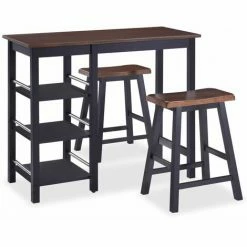 Nouveau ⭐ Topdeal Assortiment De Bar 3 Pcs MDF Noir ❤️ -Table haute Boutique 52085200 2