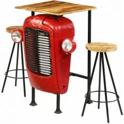 Promo 🧨 Topdeal Meuble De Bar 3 Pcs Bois Massif De Manguier 60x60x107 Cm 🎉 -Table haute Boutique 52085566 3