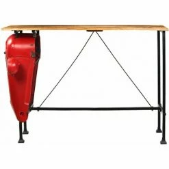 Sortie 🤩 Topdeal Table De Bar Bois De Manguier 60x150x107 Cm Rouge Tracteur 🎉 -Table haute Boutique 52085572 3