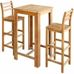 Budget 👍 Topdeal Table Et Chaises De Bar 3 Pcs Bois D'acacia Massif 🔔