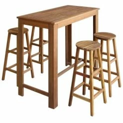 Tout neuf ❤️ Topdeal Table Et Tabourets De Bar 5 Pcs Bois D'acacia Massif 🥰