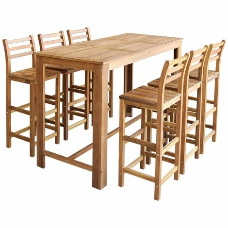 Meilleur prix 🔥 Topdeal Table Et Chaises De Bar 7 Pcs Bois D'acacia Massif 🔔 3 Meilleur prix 🔥 Topdeal Table Et Chaises De Bar 7 Pcs Bois D'acacia Massif 🔔