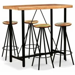 Meilleure affaire 💯 Topdeal Ensemble De Bar 5 Pcs Bois D'acacia Massif Et De Récupération 🛒