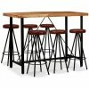 Meilleure affaire 👍 Topdeal Ensemble De Bar 7 Pcs Bois D'acacia Massif Et Cuir Véritable 🧨 2 Meilleure affaire 👍 Topdeal Ensemble De Bar 7 Pcs Bois D'acacia Massif Et Cuir Véritable 🧨 -Table haute Boutique 52087112 1