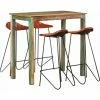 Le moins cher 👏 Topdeal Ensemble De Bar 5 Pcs Bois De Récupération Et Cuir Véritable 😀 -Table haute Boutique 52087979 1