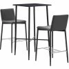 Promo ⭐ Topdeal Ensemble De Bar 3 Pcs Similicuir Gris ✨ -Table haute Boutique 52088240 1