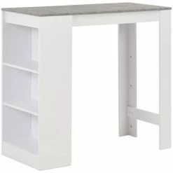 Budget 🤩 Topdeal Table De Bar Avec étagère Blanc 110x50x103 Cm 🛒