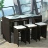 Sortie 🎁 Topdeal Meuble De Bar De Jardin 7 Pcs Et Coussins Résine Tressée Marron ⭐ -Table haute Boutique 52090543 1