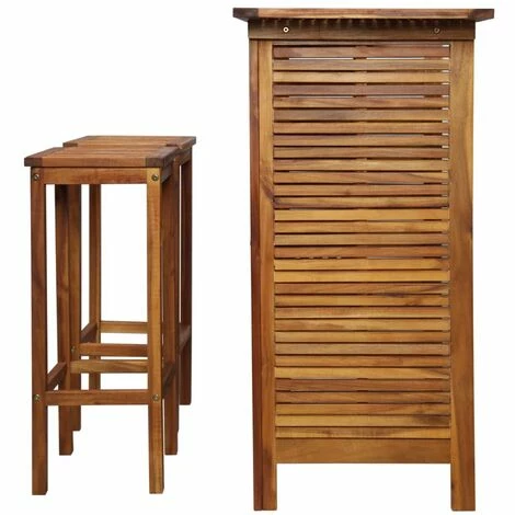 Nouveau 👍 Topdeal Table Et Chaises De Bar 3 Pcs Bois D'acacia Massif 👏 5 Nouveau 👍 Topdeal Table Et Chaises De Bar 3 Pcs Bois D'acacia Massif 👏 – Image 3