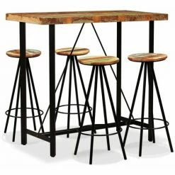 Nouveau 😍 Topdeal Ensemble De Bar 5 Pcs Bois De Récupération Massif VDFF18078_FR 💯
