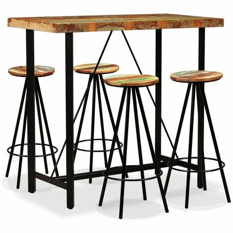 Nouveau 😍 Topdeal Ensemble De Bar 5 Pcs Bois De Récupération Massif VDFF18078_FR 💯 3 Nouveau 😍 Topdeal Ensemble De Bar 5 Pcs Bois De Récupération Massif VDFF18078_FR 💯