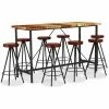Les meilleures critiques de ⌛ Topdeal Ensemble De Bar 9 Pcs Bois De Récupération Et Cuir Véritable FF3053444_FR ✔️