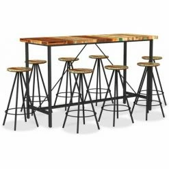 De gros 👍 Topdeal Ensemble De Bar 9 Pcs Bois De Récupération Massif FF3053445_FR 😍