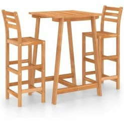 Nouveau ⭐ Topdeal Ensemble De Bar D'extérieur 3 Pcs Bois D'acacia Massif FF3057848_FR 🔔