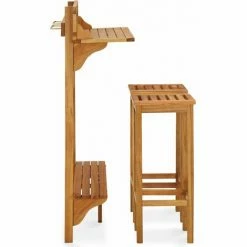 Budget 😀 Topdeal Ensemble De Bar De Balcon 3 Pcs Bois D'acacia Solide FF310254_FR ❤️ -Table haute Boutique 52099641 3