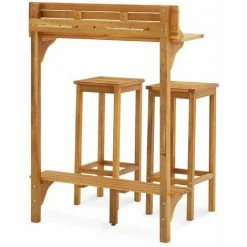 Budget 😀 Topdeal Ensemble De Bar De Balcon 3 Pcs Bois D'acacia Solide FF310254_FR ❤️ -Table haute Boutique 52099641 4