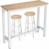 Coupon 👍 WOLTU 1xTable De Bar + 2xTabourets De Bar En MDF Et Métal.Ensemble De Meuble De Salle à Manger 120x40x100cm.Chêne Clair ⌛ -Table haute Boutique 52468320 1