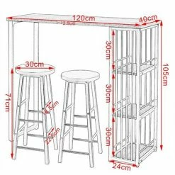 Acheter 👏 WOLTU 1xTable De Bar Avec 3 Tablettes + 2xTabourets De Bar. Structure En Métal. Plateau En MDF. Noir ⭐ -Table haute Boutique 52468321 3