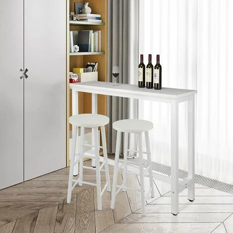 Vente flash ⭐ WOLTU 1xTable De Bar + 2xTabourets De Bar En MDF Et Métal. Design Industriel. 140x40x100cm. Blanc 🧨 4 Vente flash ⭐ WOLTU 1xTable De Bar + 2xTabourets De Bar En MDF Et Métal. Design Industriel. 140x40x100cm. Blanc 🧨 – Image 2