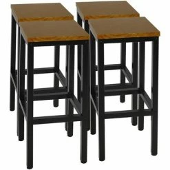 Meilleur prix 💯 WOLTU 4xTabouret De Bar. Tabouret Bistro Structure En Acier Stable. Surface De Bout En Bois Massif.Chêne ✔️
