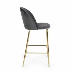 De gros 😍 WEBMARKETPOINT Tabouret Bar Carry En Velours Gris Foncé Design Contemporain 🛒 -Table haute Boutique 52529365 5