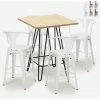 Top 10 ⌛ AHD AMAZING HOME DESIGN Ensemble 4 Tabourets Tolix Table Bois 60x60cm Industriel Bar Cuisine Mason | Couleur: Blanc 🔥
