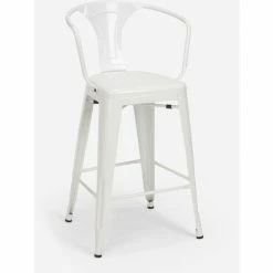 Top 10 ⌛ AHD AMAZING HOME DESIGN Ensemble 4 Tabourets Tolix Table Bois 60x60cm Industriel Bar Cuisine Mason | Couleur: Blanc 🔥 -Table haute Boutique 52645018 4