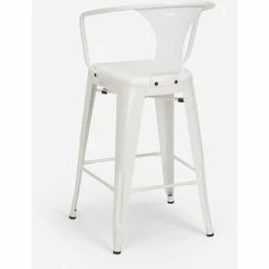 Budget ✔️ AHD AMAZING HOME DESIGN Ensemble Table Bois 60x60cm 4 Tabourets Tolix Industriel Cuisine Bar Mason Noix | Couleur: Blanc 😀 -Table haute Boutique 52645027 5