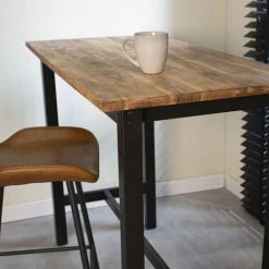 Sortie ❤️ DIMEHOUSE Crane Table De Bar Industrielle Bois De Manguier 120x60 Cm - Marron 🛒 9 Sortie ❤️ DIMEHOUSE Crane Table De Bar Industrielle Bois De Manguier 120x60 Cm - Marron 🛒 -Table haute Boutique 53547675 3