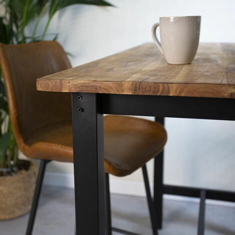 Sortie ❤️ DIMEHOUSE Crane Table De Bar Industrielle Bois De Manguier 120x60 Cm - Marron 🛒 6 Sortie ❤️ DIMEHOUSE Crane Table De Bar Industrielle Bois De Manguier 120x60 Cm - Marron 🛒 – Image 4