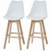 Meilleure affaire 🥰 NOVA Set 2 Tabourets De Bar Et Cuisine En Cuir Massif En Bois De Bois Avec Différentes Couleurs Couleur : Bois Blanc ⌛ -Table haute Boutique 53576720 1